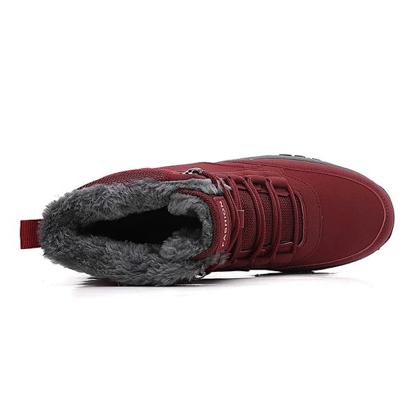 Super Varm Vinter Snö Stövlar Med Päls Plus Storlek 36-47 Vandring Stövlar För Unisex Friluftssneakers Kvinnor Män Höga Topp Stöveldor Rosy Red 40