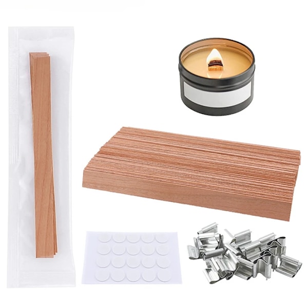 20St Trä Ljus Wick Diy Ljus Tillverkning Kit Rökfritt Ljus Kärna Med Klipp Bas Handgjorda Ljus Trä Kärna Candlewick. 13x130mm