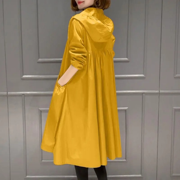 Kvinnors Casual Medium-Längd Trench Coat Lös-Fit Jacka Våren 2023 Ny Style Koreanska Versionen Yellow without lining 2XL