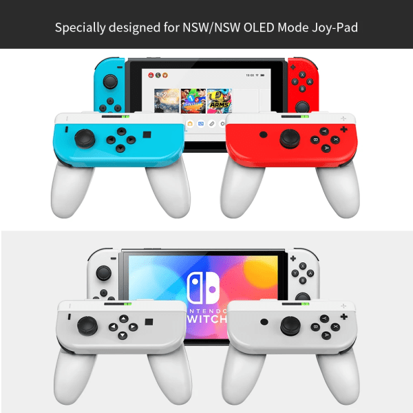 2 i 1 vänster höger grepp för Nintendo Switch Avtagbart handtag Modulärt Joy-Pad Comfort Grip och handledsrem för NS OLED Joycon Black