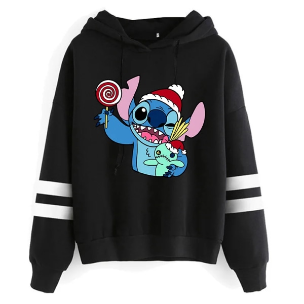 Estetisk Rolig Y2k jultröja Lilo Stitch Tecknad huvtröjor Dam Söt Stitch Anime Manga Hoody Kläder för kvinnor 59005 L