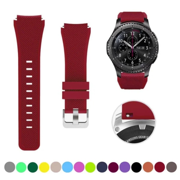 20 mm 22 mm band för Samsung Galaxy Watch 4/6/Classic/5/ pro/3/active 2/Gear s3/S2 silikonarmband Huawei GT/4/2/GT2/3 Pro -rem Rose red 21 22mm