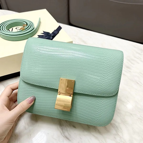 Designlaukut Lux 2023 Uusi Lisko Tulosta Olkalaukku Muoti Trend Crossbody Laukut Naisille Laukut Ja Käsilaukut light green 24CM