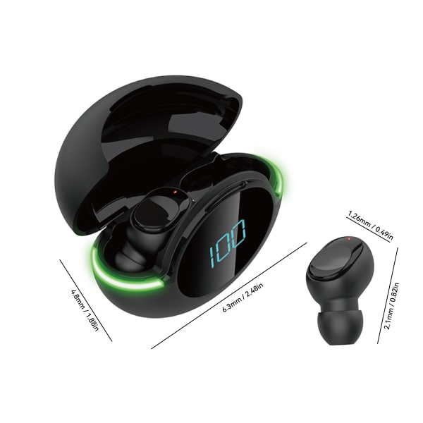 TWS V5.1 True Wireless Stereo Earbuds: Ergonomisk design, låg latens, batterikapacitetsskärm, spelhandsfree, vattentät IPX4, RGB-ljus Black