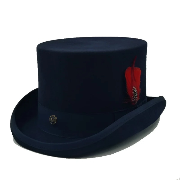 Special High Top hat Trollkarl hög hatt Prestanda Brittisk svart jazz topp hattar manliga och kvinnliga domstol gentleman platt filt hatt 17 M 56-58