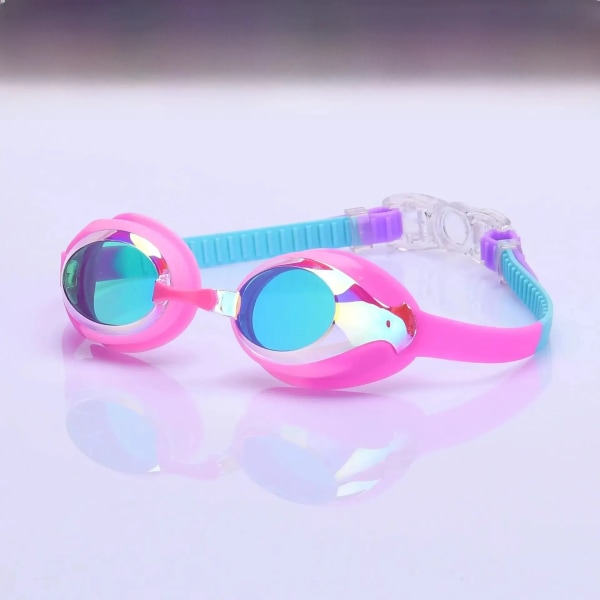 Silikon simglasögon för barn elektropläterade högupplöst vattentät anti-im simutrustning Pink Blue  color-plated