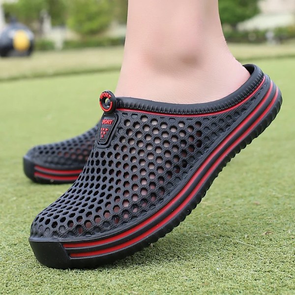 Komfortable Mænd Pool Sandaler Sommer Udendørs Strand Sko Mænd Slip På Have Clogs Casual Vand Bruser Tøfler Unisex Zapatos Black 40