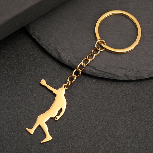 Min Form Taekwondo Høj Kick Nøgleringe Til Mænd Rustfrit Stål Sport Charm Karate Jiu Jitsu Nøglering Smykker Mandlige Drenge Fitness Gaver E Gold Color