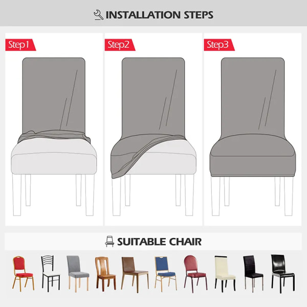 Elastiska stolsöverdrag i sammet Avtagbar anti-smutsad sits Jacquard Stretch stolsöverdrag för matsal Kök Hotell 1/2/4/6 st H1-01