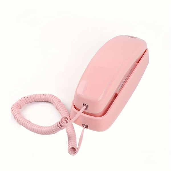 Väggtelefon, fasta telefoner, hemtelefon med sladd, hustelefon med trimlinje för väggfäste för fast telefon, väggtelefon med stor knapp med blixt pink