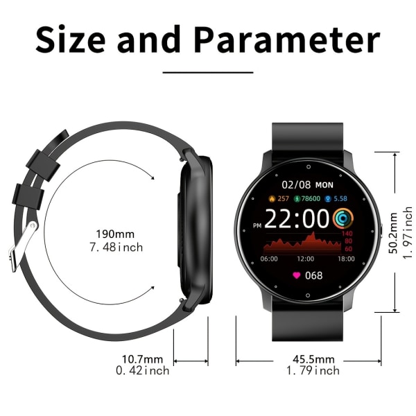 LIGE Smart Watch Herr Full Touch Screen Sport Fitness Watch IP67 Vattentät BT För Android Ios Smartwatch Herr+box Black