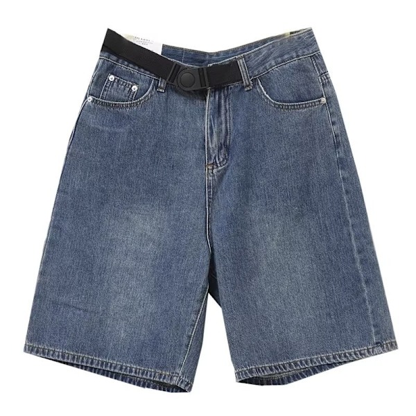 Amerikanska Tvättade Denim Shorts Baby Pojke Och Flicka Sommar Nytt Mode Märke Hong Kong Style Retro Loose Casual Bredben Halvbyxor Dark Blue XXXL