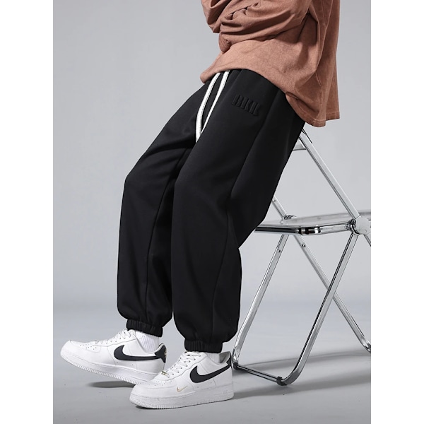 Herre Jogger Bomuld Svedbukser Stor Størrelse 8Xl 7Xl 6Xl Sport Baggy Bukser Sting Bånd Hofte Løs Haremsbukser GRAY 4XL (36-38)