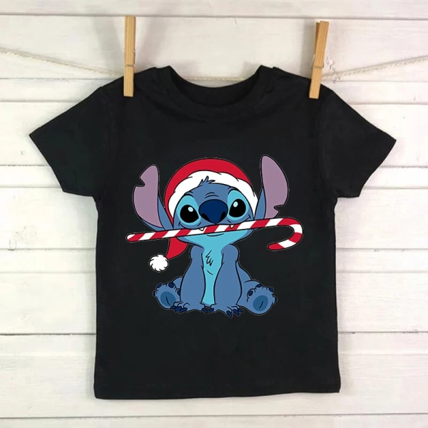 Skjorta Barn Barn Lilo Stitch Tecknad T-shirt Stitch Söt Manga T-shirt Y2k Grafisk T-shirt Tjej Pojke Topp Tees Kläder black941 7T-8T(3XL)