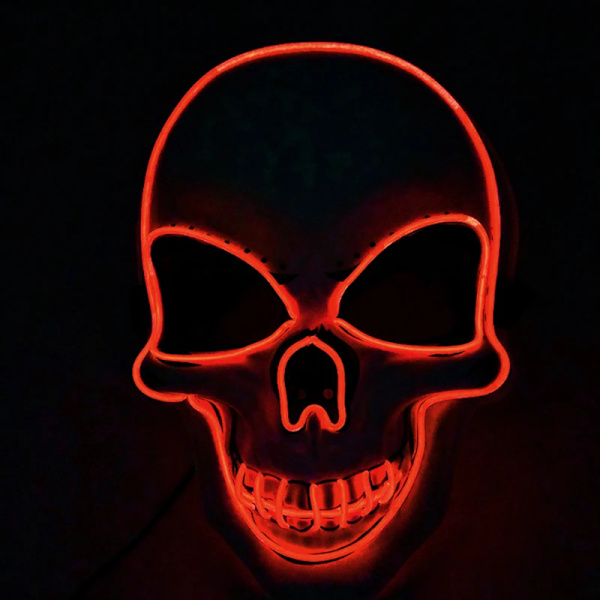 El Wire Cool Led Lys Op Uhyggelig Skull Maske Glødende Halloween Skelet Maske Voksen Cosplay Leverancer Skræk Blinkende Maske Mænd Kvinde 01