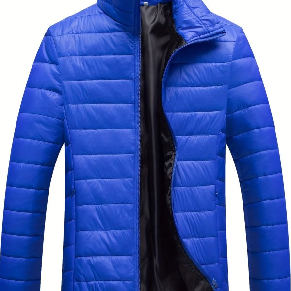 Varm vinterjacka för män, casual jacka med stativ krage för höst och vinter Royal Blue M(48)