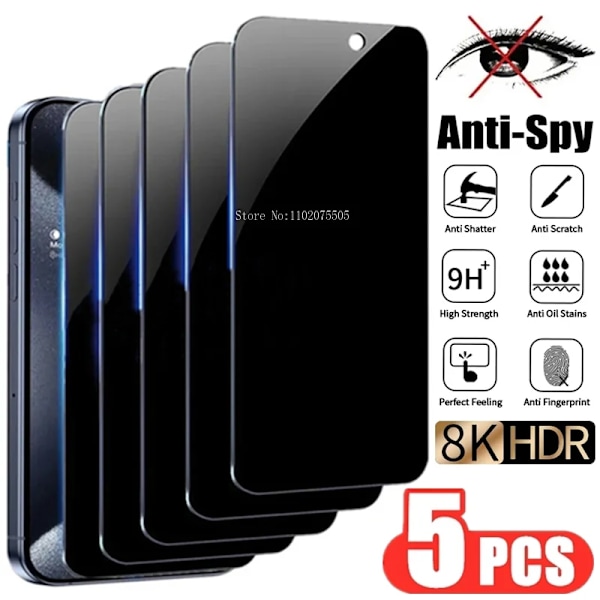 5Pcs Sekretess Skärmskyddad Glas För Samsung A15 A55 5G A35 A53 A54 A54 A52 A52 A52. S A51 Integritetsskyddsfilm A14 A13. For Samsung A50 Anti Spy Glass