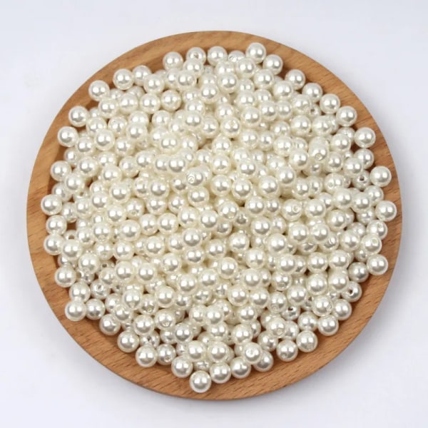 3-30 mm Svart Vit Beige Imitation Pearl Beads Runde Akryl Lösa Pärlor För Handarbete Smycken Göra Göra själv Halsband Armband Beige