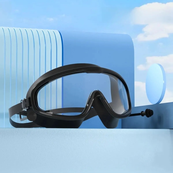 Vattentät anti-dim High Definition Transparent Simglasögon För Barn Pojkar Flickor Stor ram Adult black-bag