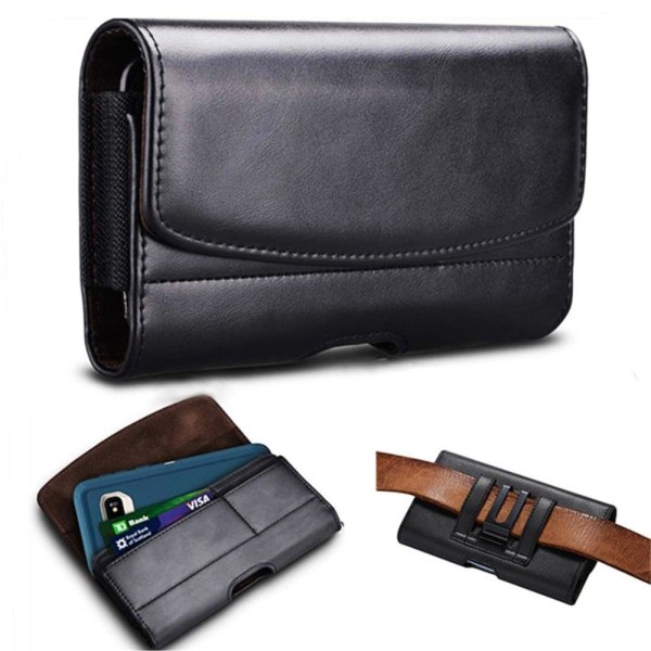 Universal leather pouch with belt clip size: XL black