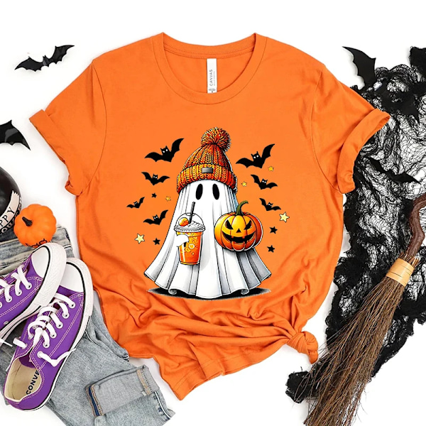 Happy Halloween Fashion Women T-Shirt Sommar Casual Tops Spooky Säsongen T-Shirt Halloween Pumpkins Gh T-Shirts Halloween Gåvar 20240811-D-10 XL