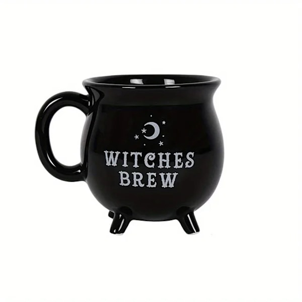 1pc Halloween Witches Brew Cauldron Coffee Mug Ceramic Coffee Cups 12 Oz Mug Ceramic Witchy Gifts Witch Decor Halloween Mug black 301-400ml