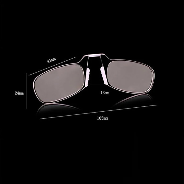 Nose Clip-on Läsglasögon Vikbar Benlös Ultralätt nyckelring Glasögon Herr Dam Mini Portabla Presbyopic Glasögon +1,0 Till +3,0 black