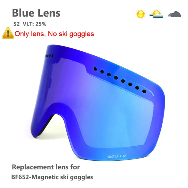 Magnetiska Skidglasögon Anti-dimm UV400 Dubbellagerslins Snowboardåkning Skidglasögon för män Dam Skidglasögon Glasögon Utsmyckad lins Blue2 Lens Only