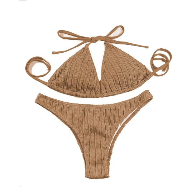 Sexig 2023 Jacquard Dragsko Tvådelad Baddräkt Dam Badkläder Dam Bikini Set Badare Simning Strandkläder för baddräkt Blue M