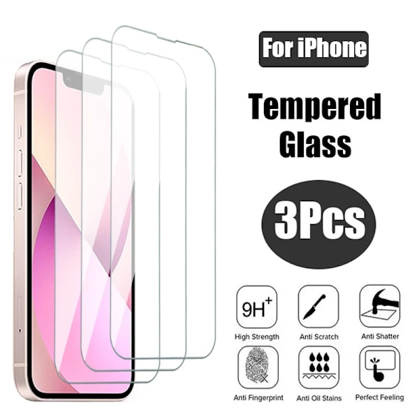 3Pcs Skyddsglas För Iphone 15 14 13 12 11 Pro Max Xs Xr Mini Skärmskydd För Härdat Glas För I Telefon 7 8 14 Plus Glas For iPhone 12 Pro 3Pcs Tempered Glass