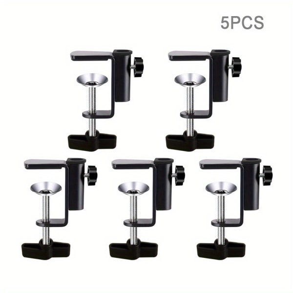 5 st universal bordslampa klämma: Säkert monterad bordslampor, mikrofoner och kameror med aluminiumlegering C-formade monteringsklämmor 5
