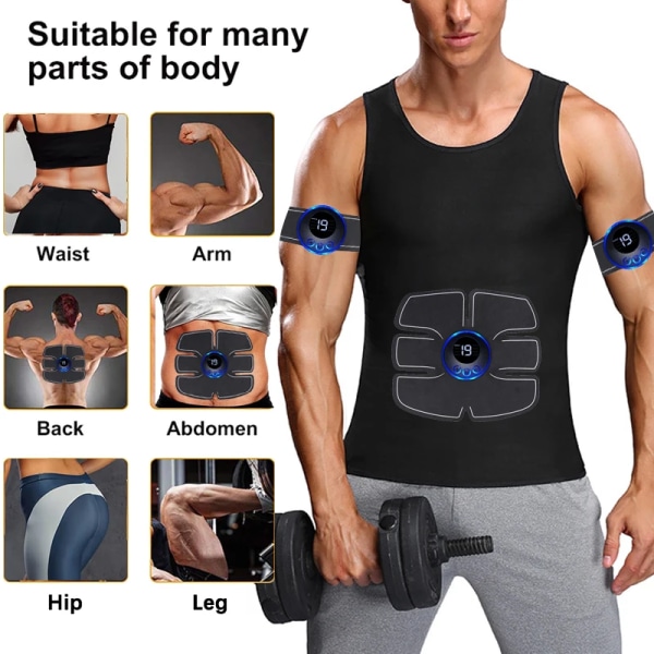 Elektrisk muskelstimulator Massageapparat Buken Rumpa Arm Ben Nacke Höfter Tränare Muskeltoner Fitness Träningsutrustning Abdomen Hip Arm