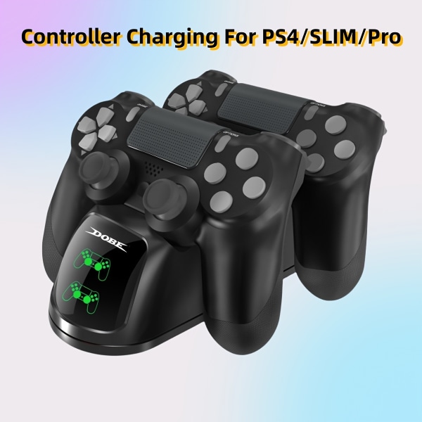 För PS4-kontroller Laddare Dockstation För Playstation 4 Slim Pro Handle Laddningsdocka med indikatorlampa Gamepad-laddare Black
