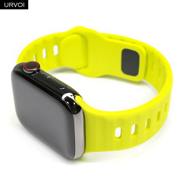 Urvoi Silikonband För Apple Watch Ultra 2 Series 9 8 7 6 Se 54321 Rem För Iwatch 41 45 49Mm Andningsbar Stift Stängning Och Stängning Black 38mm 40mm 41mm