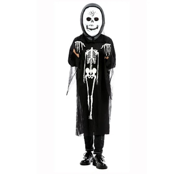 Nye skræmmende kostumer Skelet Skull Kostume Kostume Halloween Kostume til børn Karneval Fest Klæd dig ud Jumpsuits S og maske Beige Child single code