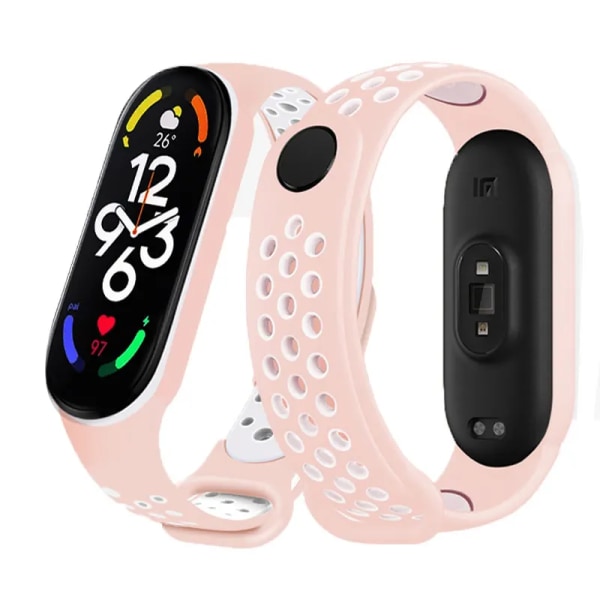 Watch för Xiaomi Mi Band 7 6 NFC Armband Silikon Smart armband Miband 4 Bälte pulseira correa mi band 3 4 5 rem 10 meat powder white Mi band 7