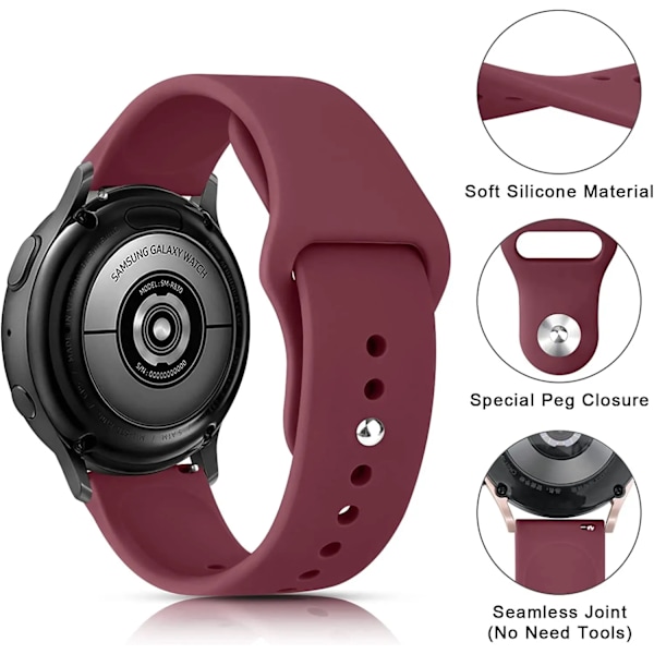 20Mm Rem Fall För Samsung Galaxy Active2 40Mm 44Mm Skärmskydd Bumper Band För Samsung Galaxy Klocka 4/5/6 40Mm 44Mm Omspärr Red Wine Red Galaxy Watch 4 40mm