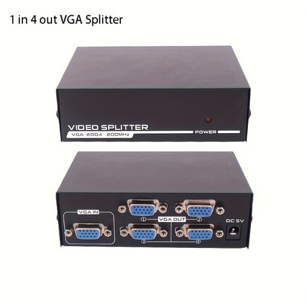 2,54 Cm 4 ut VGA Splitter 1x2 1x4 Video Distributör Switch Converter Adapter 200MHz bandbredd för datorskärm HDTV