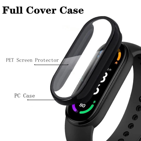 Case + glas För Xiaomi Mi Band 8 7 6 Tillbehör Case+ Film Full Cover Skyddsfodral Miband cover 6 5 4 3 skärmskydd white mi band 3 4 5 6