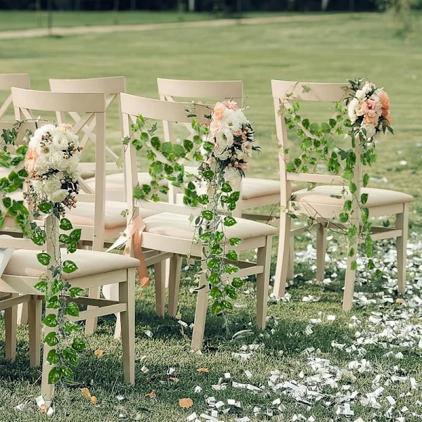 Kunstig Grøn Ivy Blad Rattan Ranke Blade Vine Hængende Garland DIY Falske Blomster Planter til Have Bryllup Fest Hjem Dekoration Pothos Leaves 2M (1 String)