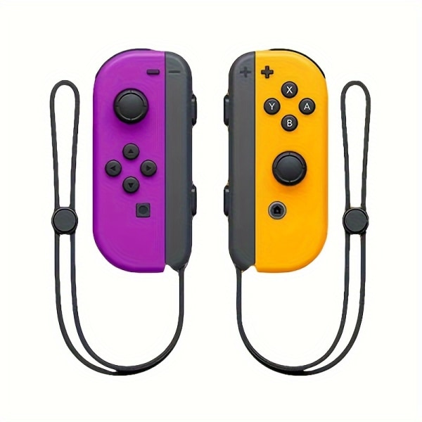 Gamepad för joycons kompatibel med switch/Lite/OLED, med handledsremmar, trådlösa vänster och höger joycons stöder dubbla vibrationer/väckning/6-axliga gyro Purple Orange