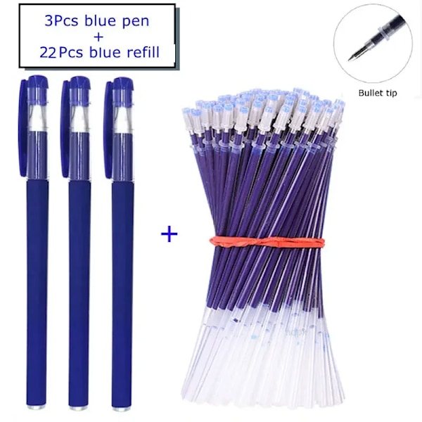 35 stk. Gel Penne Sæt Skoleartikler Sort Blå Rød Blæk Farve 0,5 mm Kuglepen Kawaii Pen Skrivning Værktøj Skolekontor 25Pcs Blue set D