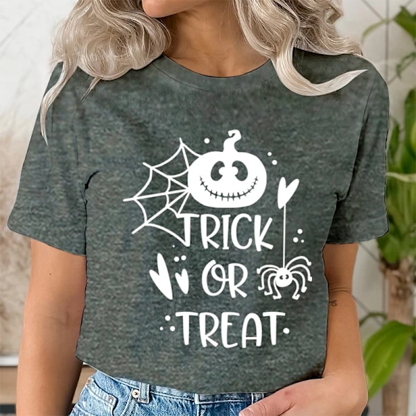 Temppu vai herkku hauska Halloween T-paita naisille Kurpitsa Halloween sarjakuva design Naisten T-paidat Halloween juhlat Classic T Shire T Yellow XXXL