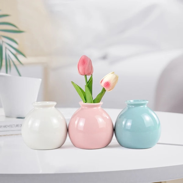 Nordisk Mini Keramik Blomster Vase Hjem Have Dekoration Blomsterarrangementer Blomsterpotte Plantepotte Skrivebords Vase Kontor Bonsai Pot Forbrugsvarer 1pcs-A01