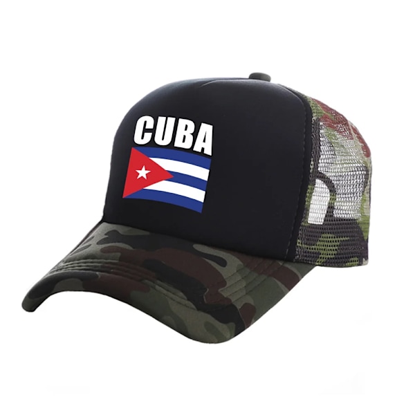 Cuba Trucker Cap Herrar Sval Kuba Flagga Hatt Basebollkeps Sval Sommar Unisex Mesh Nätkepsar Yellow