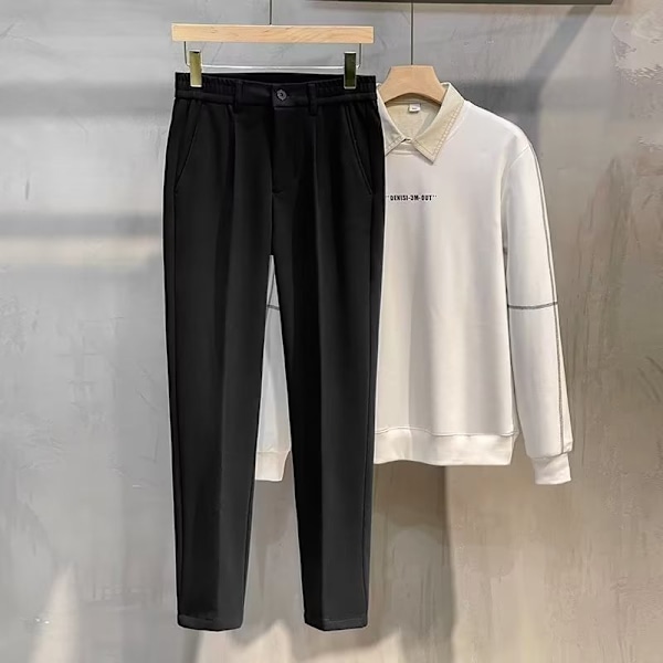Ulna Housut Miehet 2023 Kevät Ja Syksy Suora Nilkkapituus Slim-Fit Housut Business Casual Housut Miesten Housut Syksy Ja Talvi Grey L