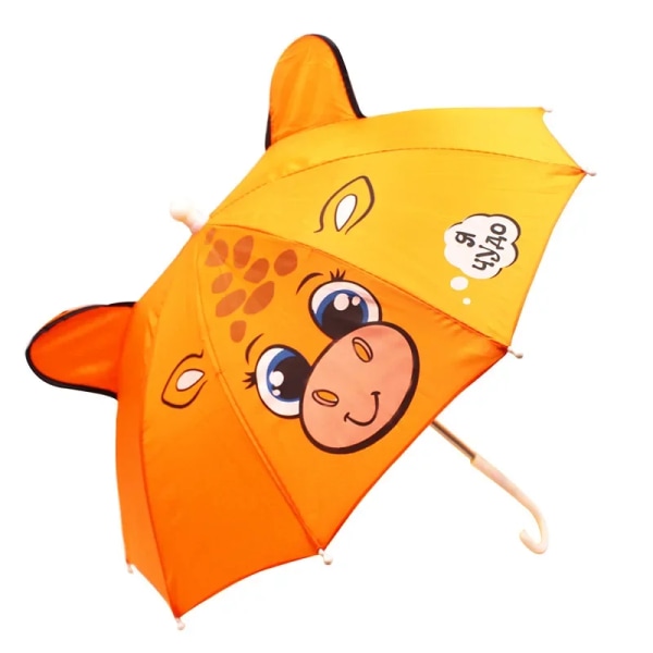 Söta barn paraplyanimering Kreativ tecknad film Långskaft 3D-öronmodellering Barnparaply för pojkar Flickor Present Style-B-01