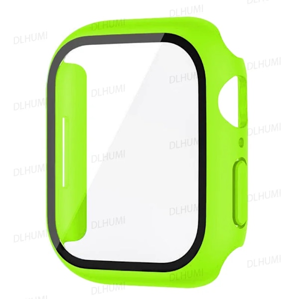 Karkaistu lasi Apple Watchille 9 8 44mm 40mm 42mm 38mm 41mm 45mm PC-puskurin näytönsuoja iWatch-sarja 7 6 5 3 SE. fluorescent green Series 654 SE 40MM