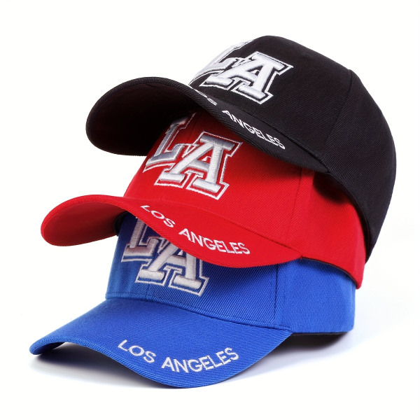 2st Los Angeles broderi cap Enfärgad Casual solhatt Lätt justerbar pappa hattar kvinnor män Red One Size Fits All