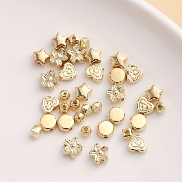 1200 st små hål pärlor Ansiktsskurna pärlor CCB Set, gör det själv smyckesväskor Kc Gold